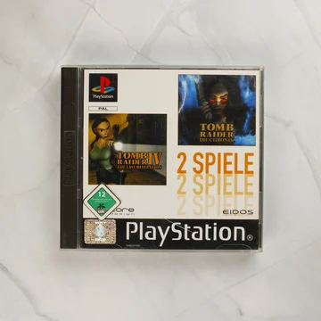 Tomb Raider IV és Die Chronik PlayStation játékgyűjtemény elölnézete
