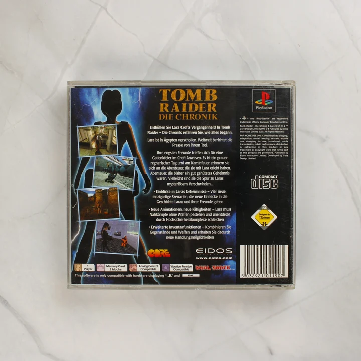 Tomb Raider: Die Chronik PlayStation játék tokja hátulról