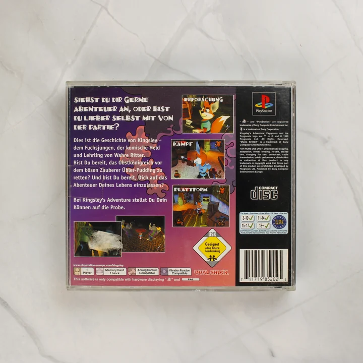Kingsley's Adventure PlayStation játék hátoldala