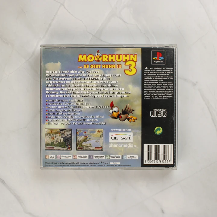 Moorhuhn 3 PlayStation játék tokja hátulról