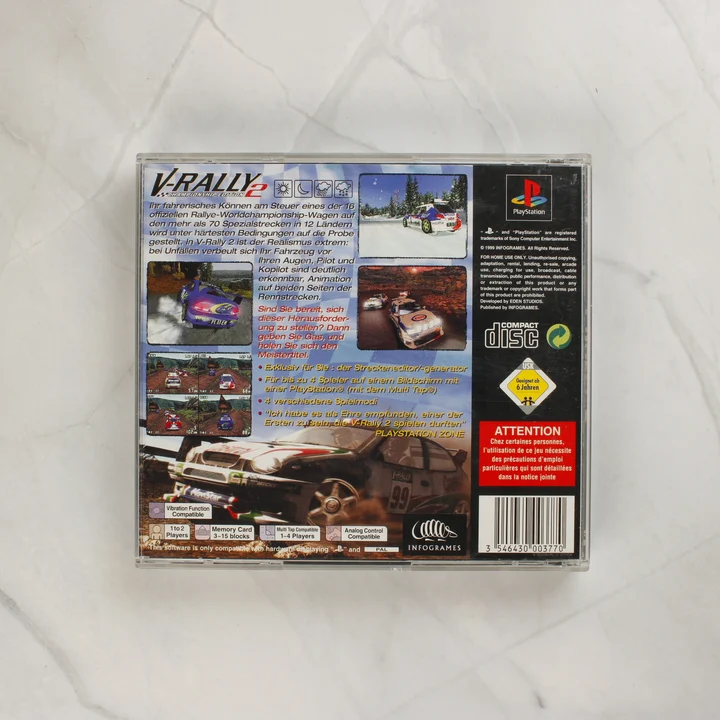 V-Rally 2 Championship Edition PlayStation játék tokja hátulról
