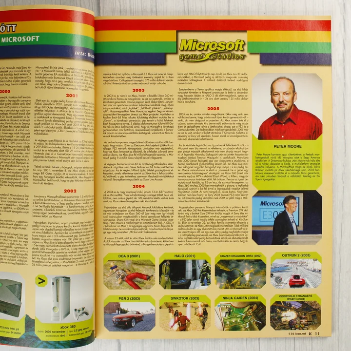 576 Konzol Microsoft cikk Az 576 Konzol magazin belső oldalai a Microsoft játéktörténetéről.