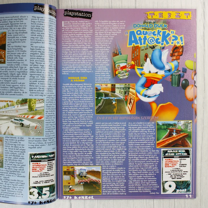576 Konzol Donald Duck teszt Az 576 Konzol magazin belső oldalai a Donald Duck Quack Attack tesztjével