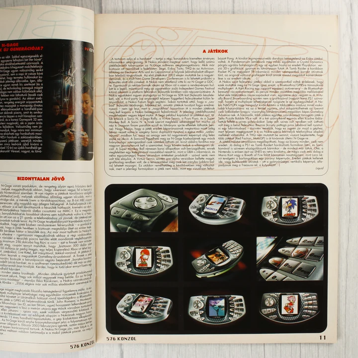 576 Konzol N-Gage cikk Az 576 Konzol magazin belső oldala a Nokia N-Gage bemutatójával.