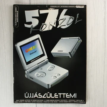 Az 576 Konzol magazin 2003. áprilisi számának címlapja egy Game Boy Advance SP konzollal.