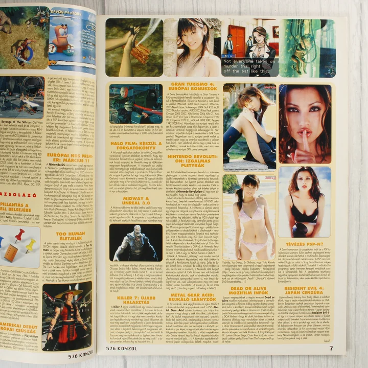 Hírek és rövid cikkek az 576 Konzol magazin egyik belső oldalán.