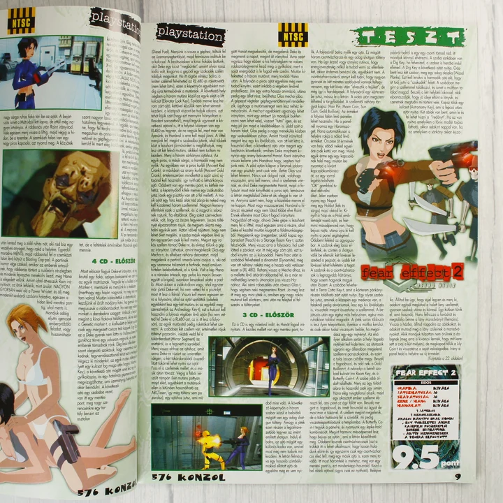 Fear Effect 2 teszt 576 Konzol A magazin belső oldalai a Fear Effect 2 játékteszttel.
