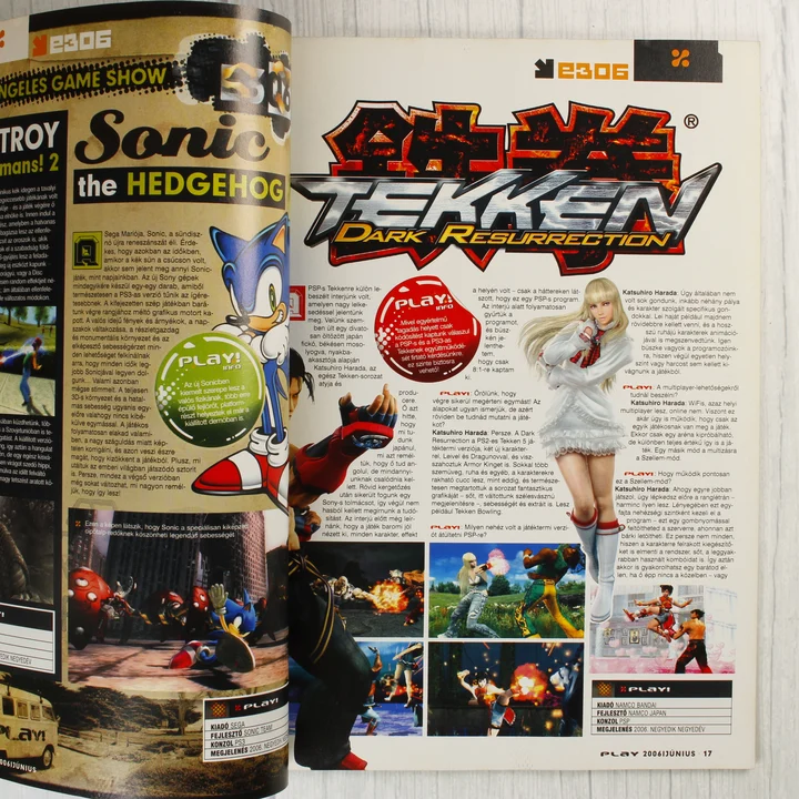 A Play! magazin belső oldalai Sonic és Tekken cikkekkel.