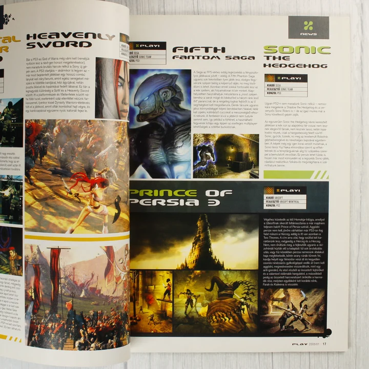 Play! magazin játék tesztek A Play! magazin belső oldalai Heavenly Sword és Prince of Persia 3 cikkekkel.