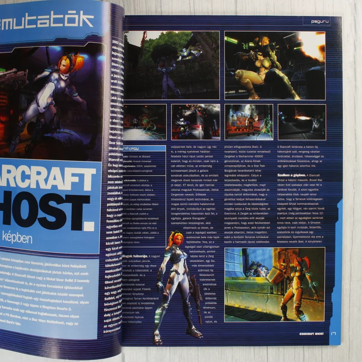 A PS Guru magazin belső oldalai a StarCraft Ghost játékról szóló cikkel.