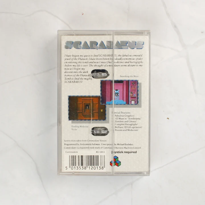 Scarabaeus C64 borító hátoldal Scarabaeus Commodore 64 játék borítójának hátoldala