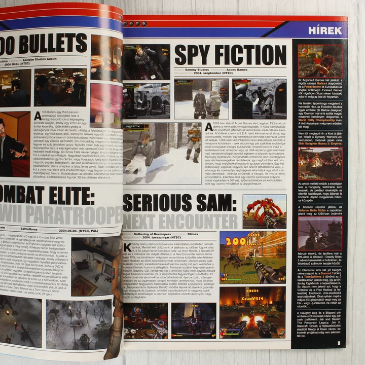 A PS Guru magazin belső oldalai Spy Fiction és Serious Sam játékismertetőkkel.