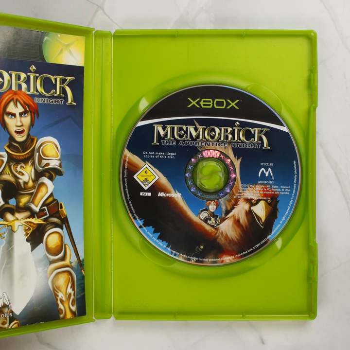 Memorick: The Apprentice Knight Xbox játék lemez és belső rész