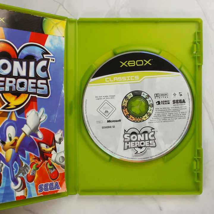 Sonic Heroes Xbox Classics lemez Sonic Heroes Xbox Classics nyitott tok a lemezzel