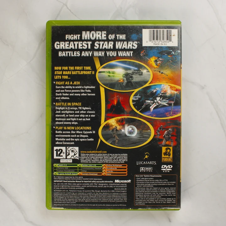 Star Wars Battlefront II Xbox játék tokjának hátlapja