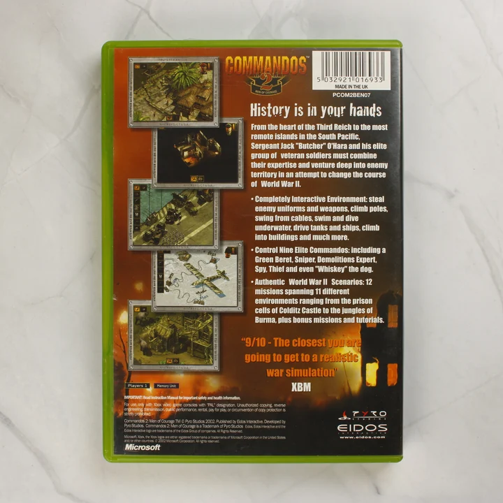 Commandos 2: Men of Courage Xbox játék hátlapja