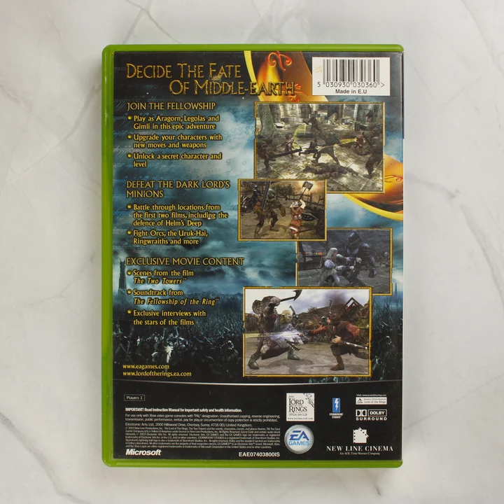 The Lord of the Rings: The Two Towers Xbox játék hátlapja