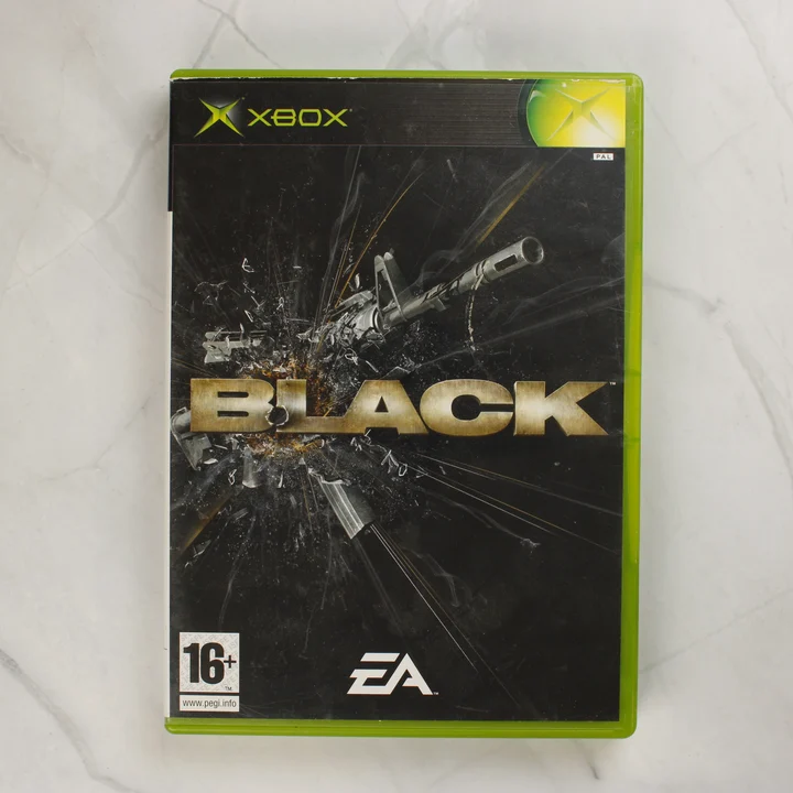 Black videójáték Xbox tok elölnézete