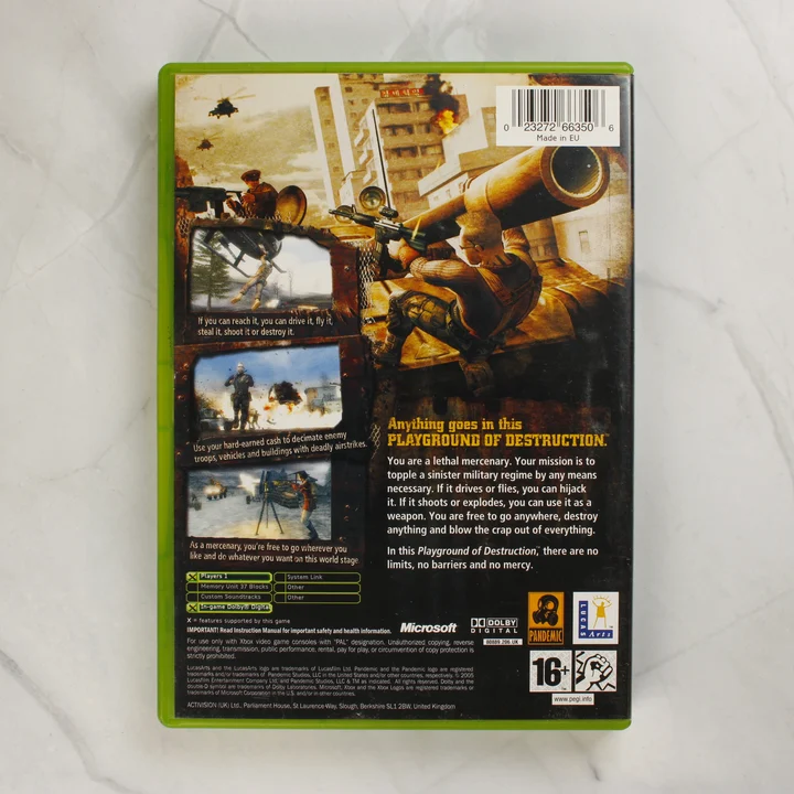 Mercenaries Xbox hátlap Mercenaries: Playground of Destruction Xbox játék hátlapja