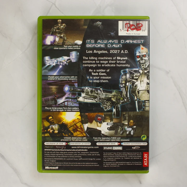 The Terminator: Dawn of Fate Xbox játék hátsó borítója