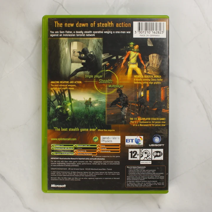 Splinter Cell Pandora Tomorrow Xbox játék hátlapja
