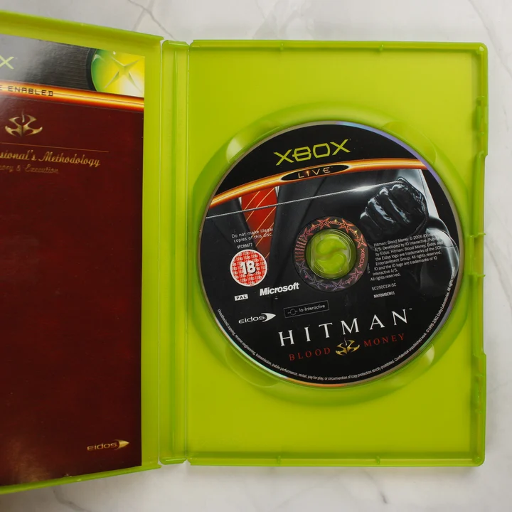 Hitman Blood Money Xbox játéklemez és tok belső