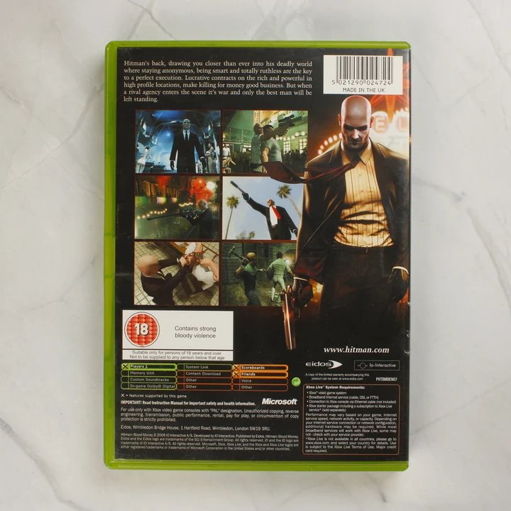 Hitman Blood Money Xbox játék hátlapja