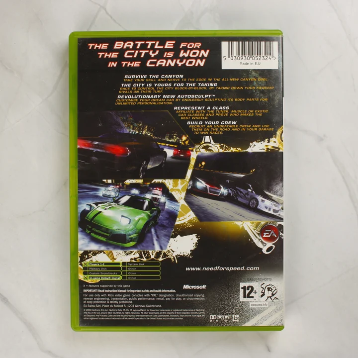 Need for Speed Carbon Xbox játék hátlapja