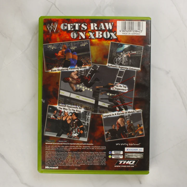 WWE Raw Xbox játék hátlapja