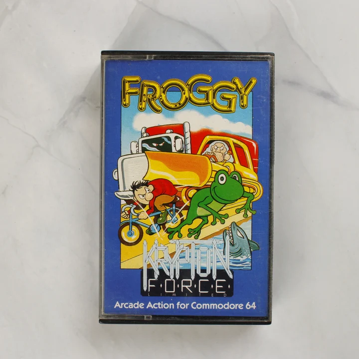 Froggy videójáték Commodore 64 kazetta tokban