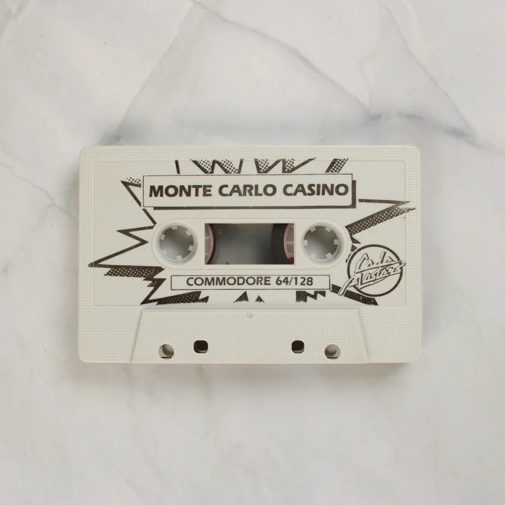 Monte Carlo Casino fehér színű Commodore 64 kazetta