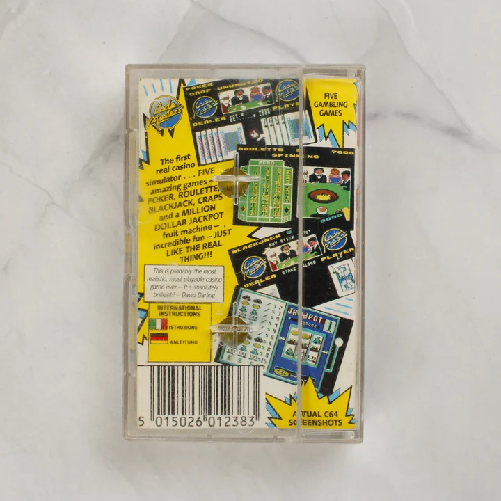 Monte Carlo Casino Commodore 64 videójáték tokjának hátoldala