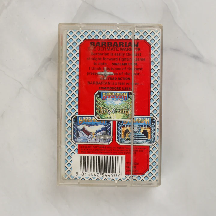 Barbarian: The Ultimate Warrior Commodore 64 játék kazetta tokja hátulról