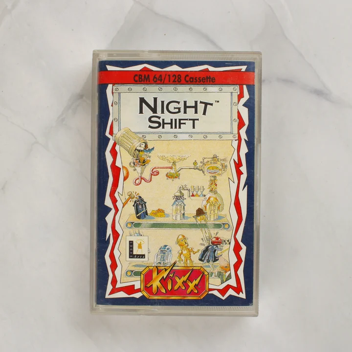 Night Shift Commodore 64 videójáték kazetta tokban