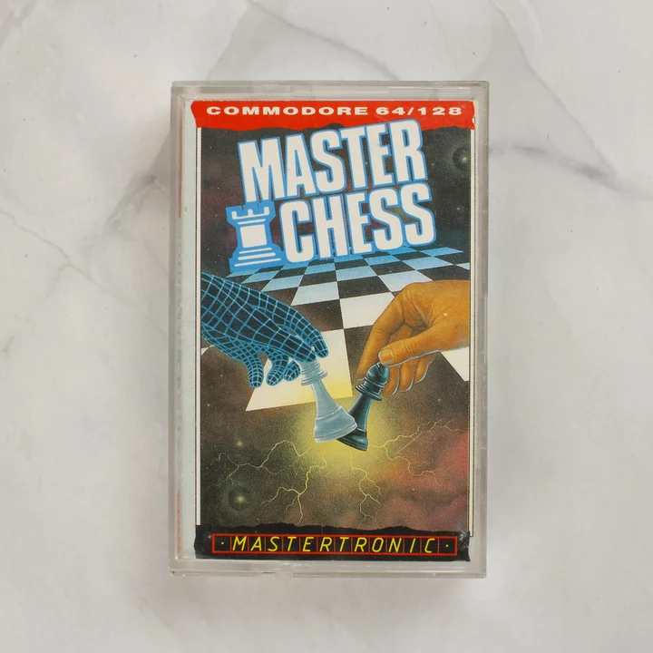 Master Chess Commodore 64 videójáték kazetta elölnézetből a tokban
