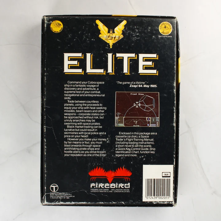 Elite Gold Edition C64 hátlap Az Elite Gold Edition dobozának hátoldala
