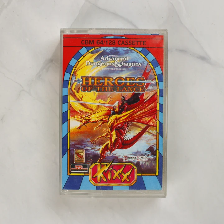 Heroes of the Lance C64 videójáték kazetta tokban elölnézetből