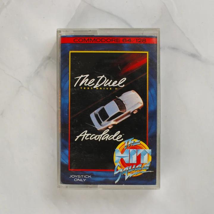 The Duel: Test Drive II Commodore 64 játék kazetta tokban elölnézetből