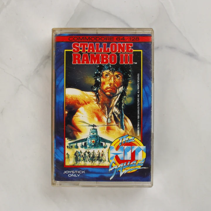 Rambo III Commodore 64 videójáték kazetta tokban