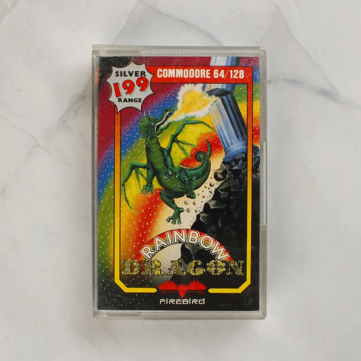 Rainbow Dragon Commodore 64 játék kazetta tokban elölnézetből