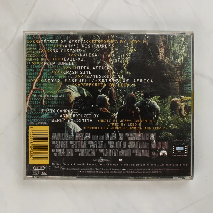 Congo filmzene CD hátlapja számlistával