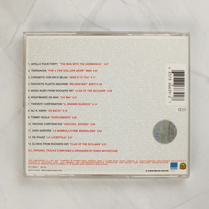 Ennio Morricone Remix CD hátlapja számlistával