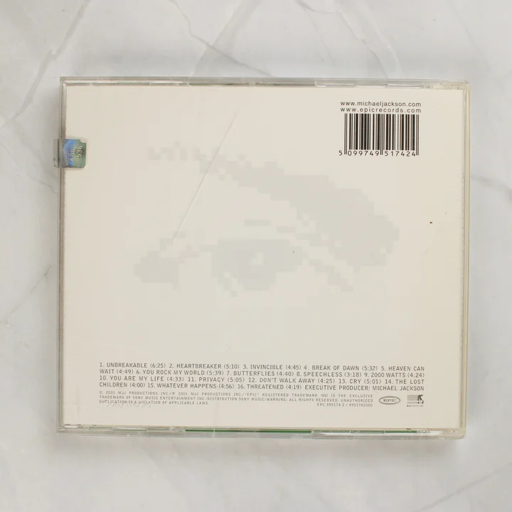 Michael Jackson Invincible CD hátlap számlistával