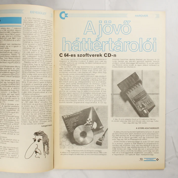 A Commodore Újság belső oldala a C64-es CD-szoftverekről