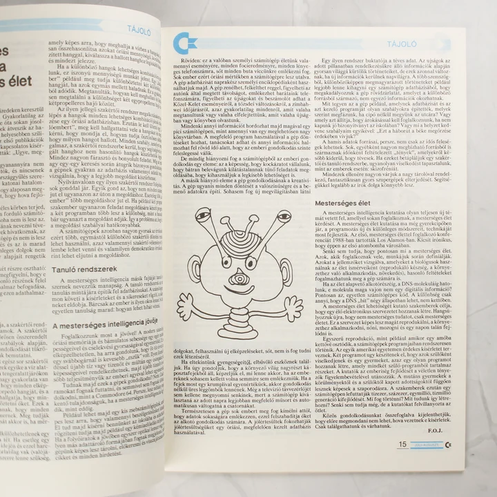 A C-újság egyik belső oldala a mesterséges intelligenciáról szóló cikkel.