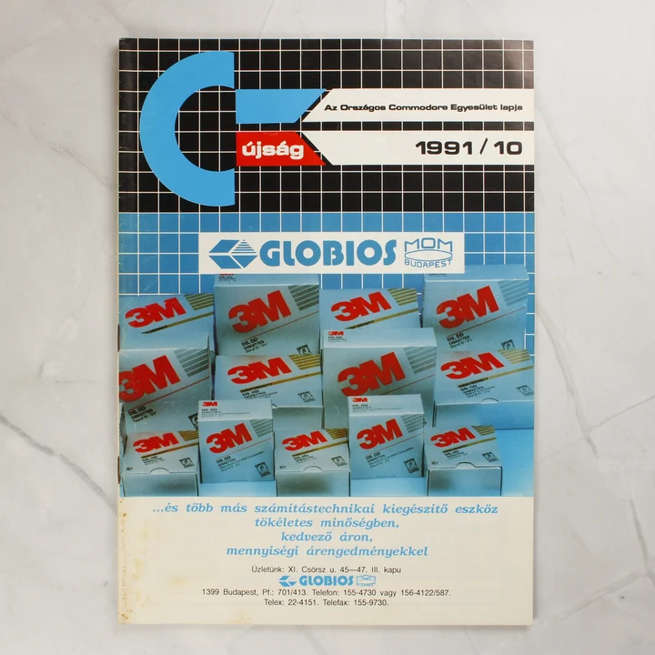 A Commodore újság 1991. októberi számának címlapja 3M floppy lemez hirdetéssel.