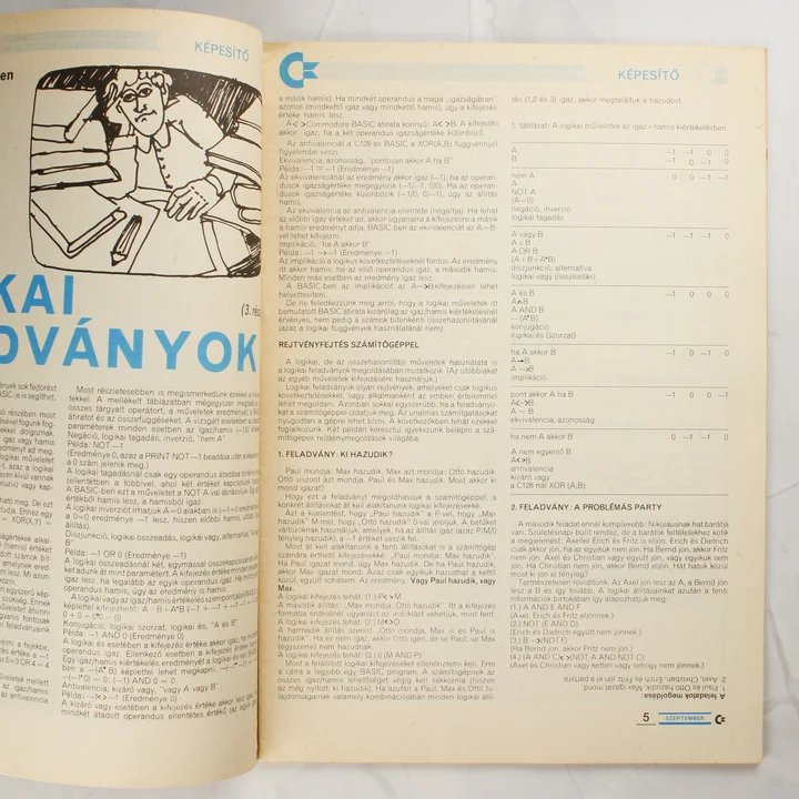 A C-újság egyik belső oldala logikai feladványokkal