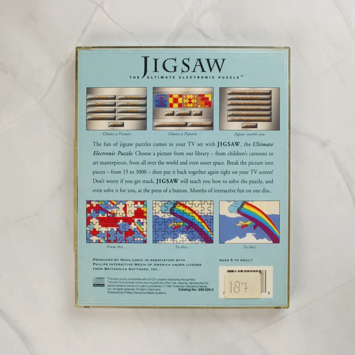 Jigsaw Philips CD-i videójáték tokja hátulról