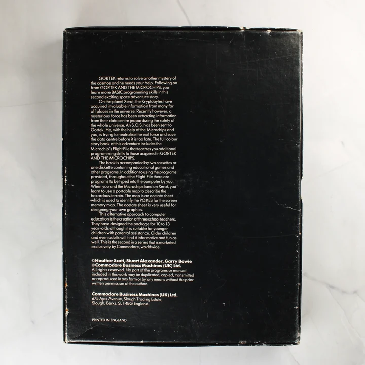 Gortek and the Kryptobytes doboz hátoldala szöveggel