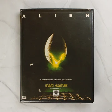 Az Alien Commodore 64 játék elülső borítója a repedt tojással
